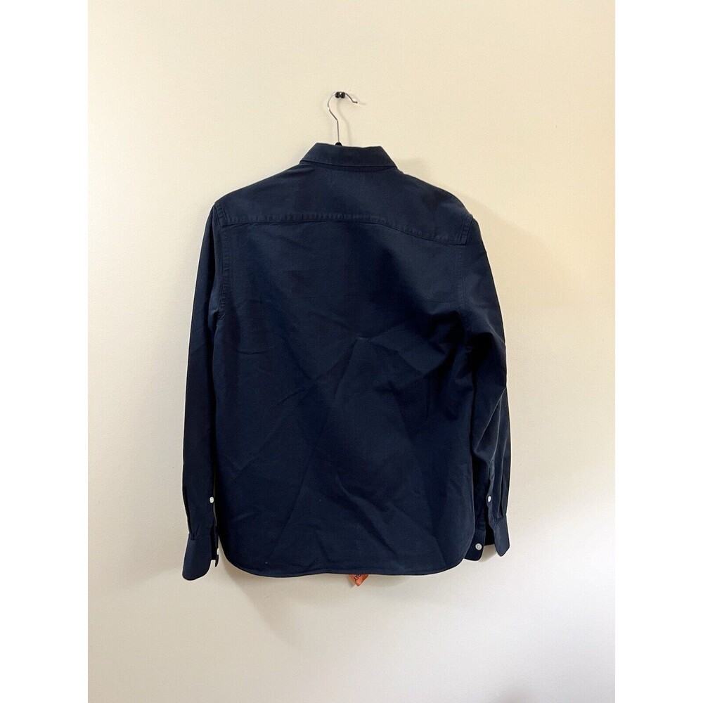 Mango Men Slim Fit Navy Blue Long Sleeve Shirt, Size Medium - Picture 2 of 3